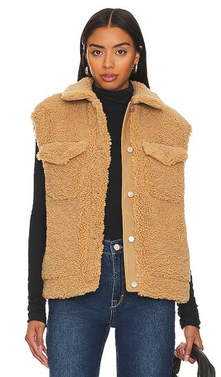 Coco Faux Fur Vest in Camel | Revolve Clothing (Global)