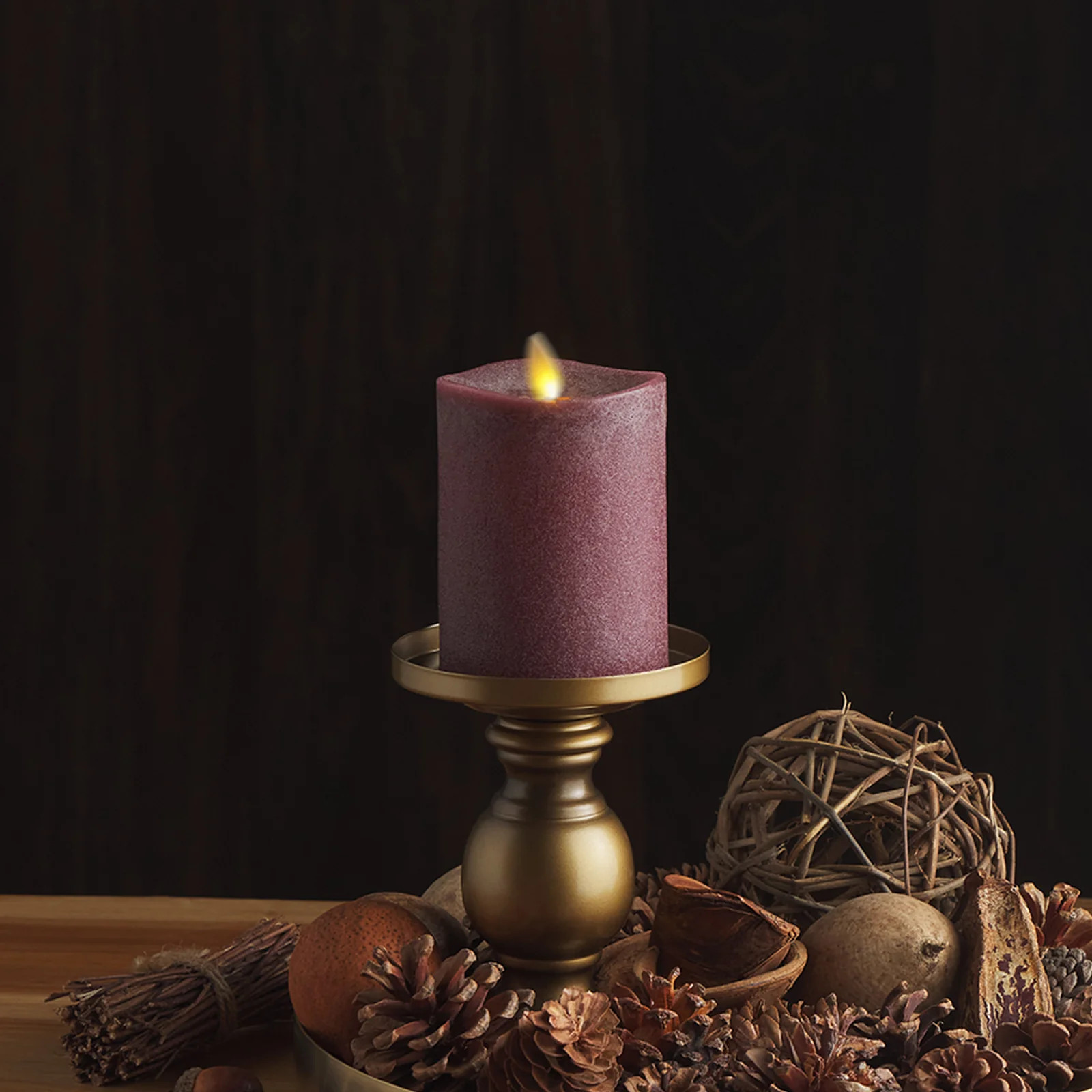 Chalky Raisin Flameless Candle Pillar | Luminara