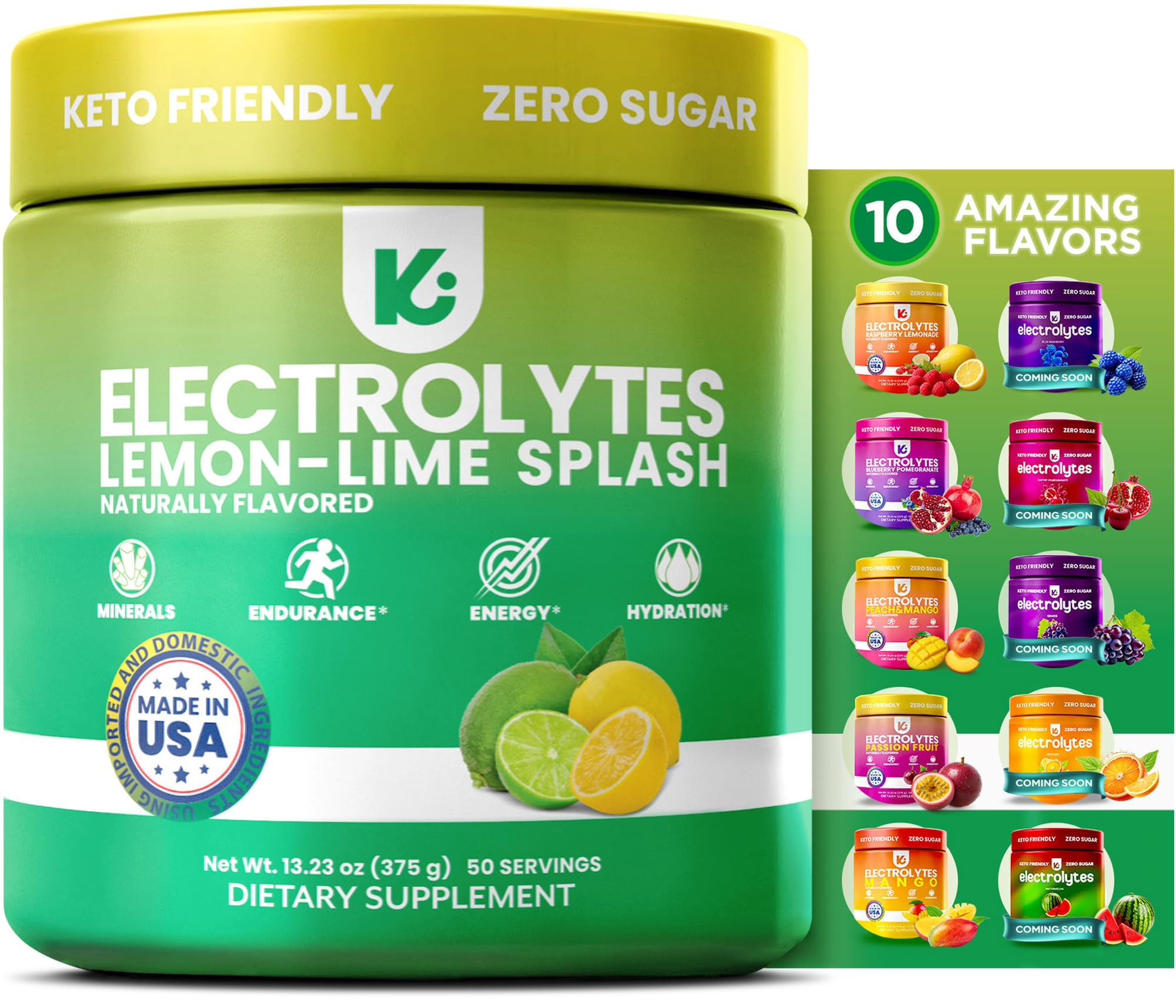 Keppi Electrolytes Powder – Lemon Lime Flavor – No Sugar Hydration Supplement with Potassium,... | Amazon (US)