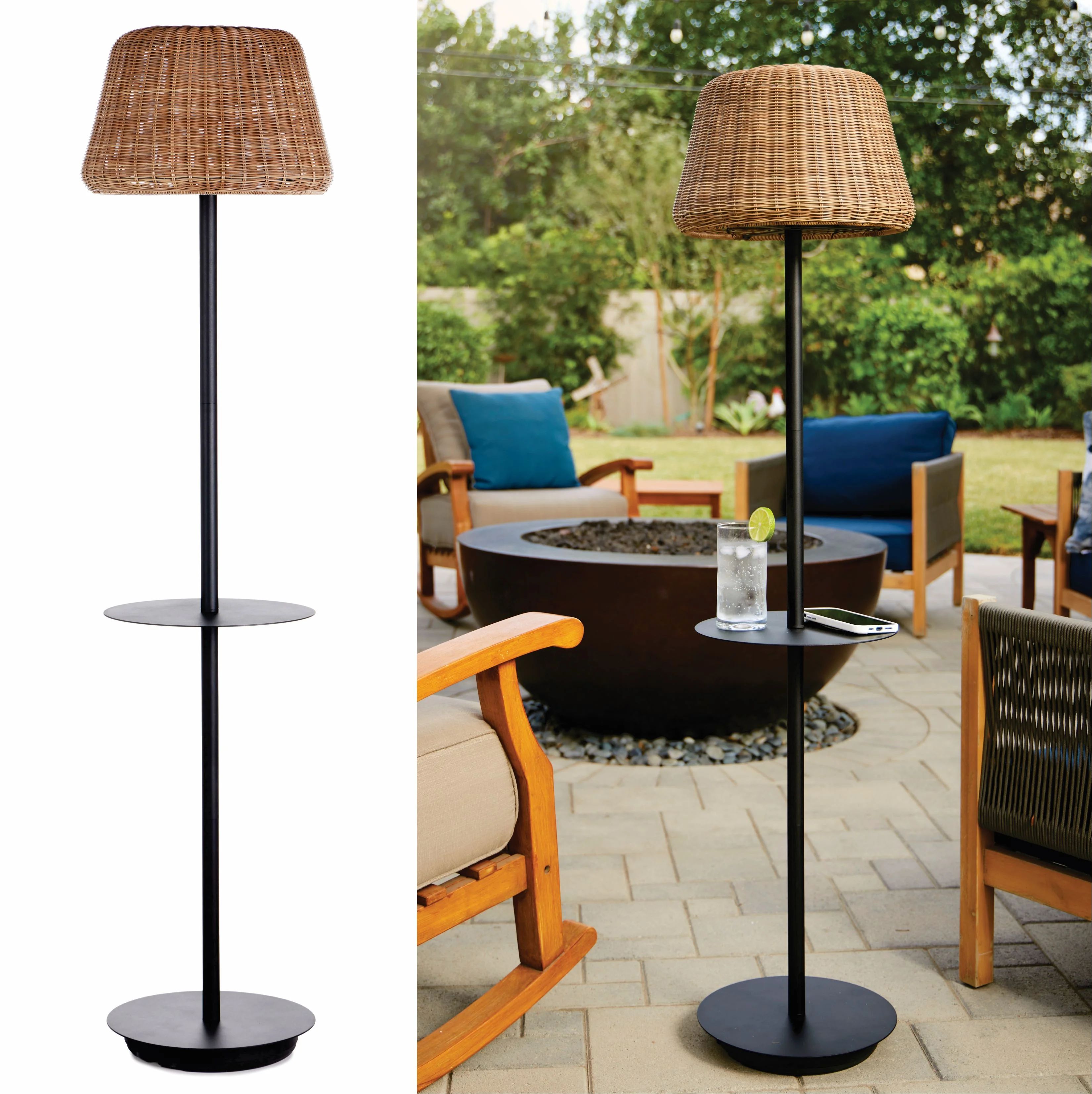 Solar Outdoor Lights Solar Floor Lamp with Table - Cordless Outdoor Floor Lamp - Patio, Porch, Ga... | Walmart (US)