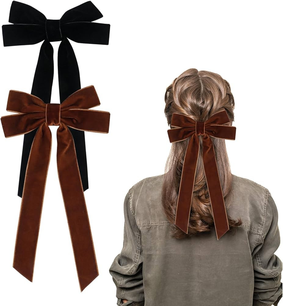 2 Pack Bow Hair Clips, Black Velvet Hair Bows for Women Hair Accessories for Women Girls Gifts(Bl... | Amazon (UK)