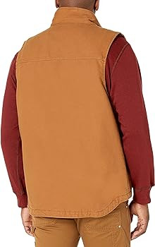 Carhartt Men's Loose Fit Washed Duck Sherpa-Lined Mock-Neck Vest | Amazon (US)