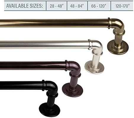 A&F Rod Décor - 1 inch Industrial Pipe Design Blackout Adjustable Curtain Rod 28-48 inch - Black | Amazon (US)