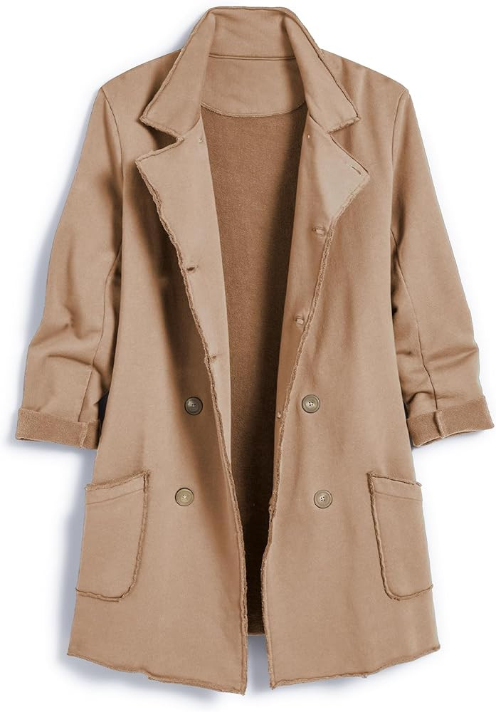 Ainangua Tipperary Trench Coat Women Double Breasted Lapel Long Coat Winter Fall Fashion Fleece J... | Amazon (US)