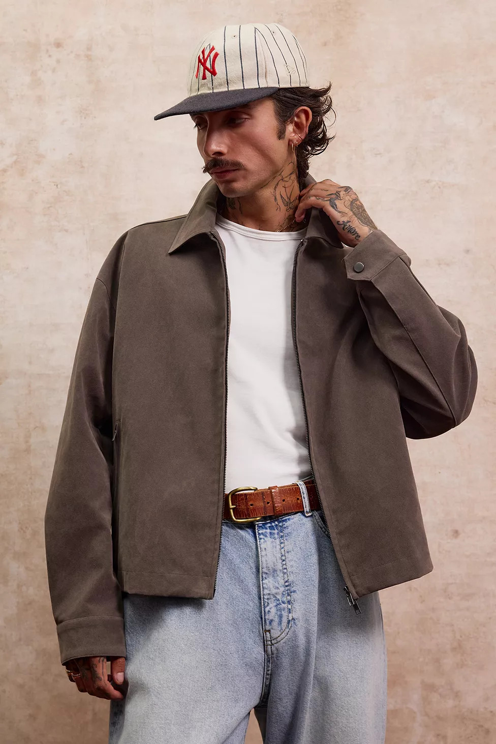 Loom Julian Crop Faux Suede Jacket | Urban Outfitters UK