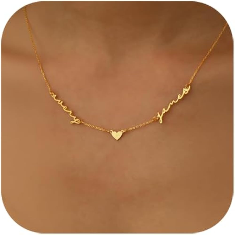 Personalized Name Necklace with Curb Chain,18K Gold Plated Handmade Personalized Necklace with Ki... | Amazon (US)