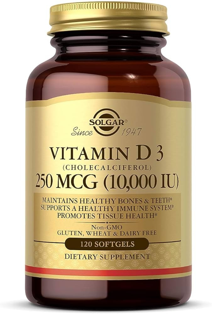 Solgar Vitamin D3 (Cholecalciferol) 250 MCG (10,000 IU), 120 Softgels - Helps Maintain Healthy Bo... | Amazon (US)