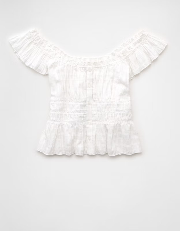 AE Ruched Flutter Sleeve Blouse | American Eagle Outfitters (US & CA)