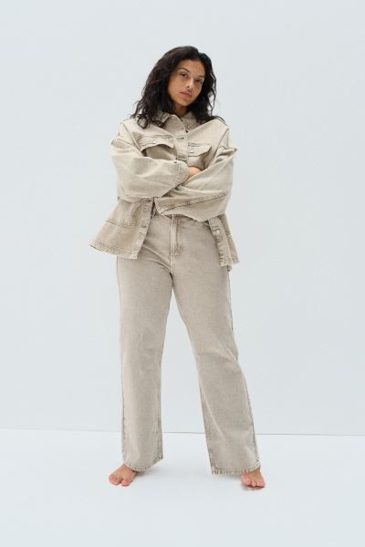 Wide Ultra High Jeans - Ultra high waist - Long - Beige - Ladies | H&M US | H&M (US + CA)