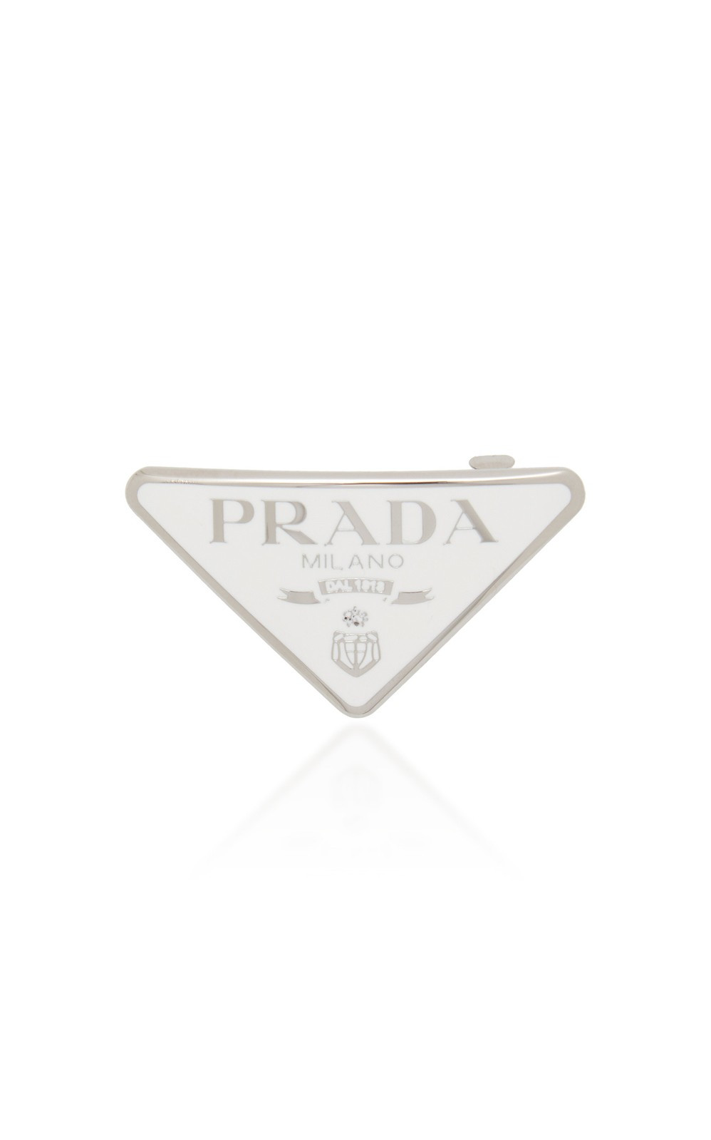 Silver-Tone Logo Barrette by Prada | Moda Operandi | Moda Operandi Global