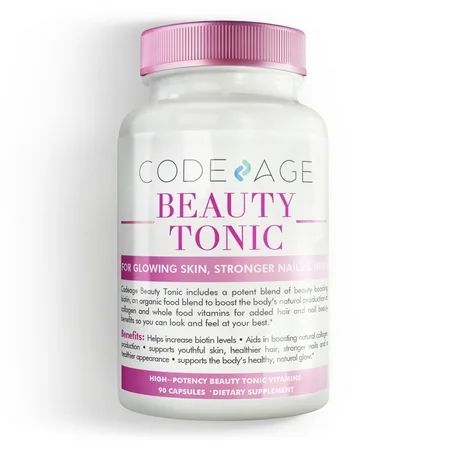 Codeage Organic Beauty Tonic -90 Count- Anti-Aging Beauty Boost Vegan Collagen Builder and Biotin Mu | Walmart (US)