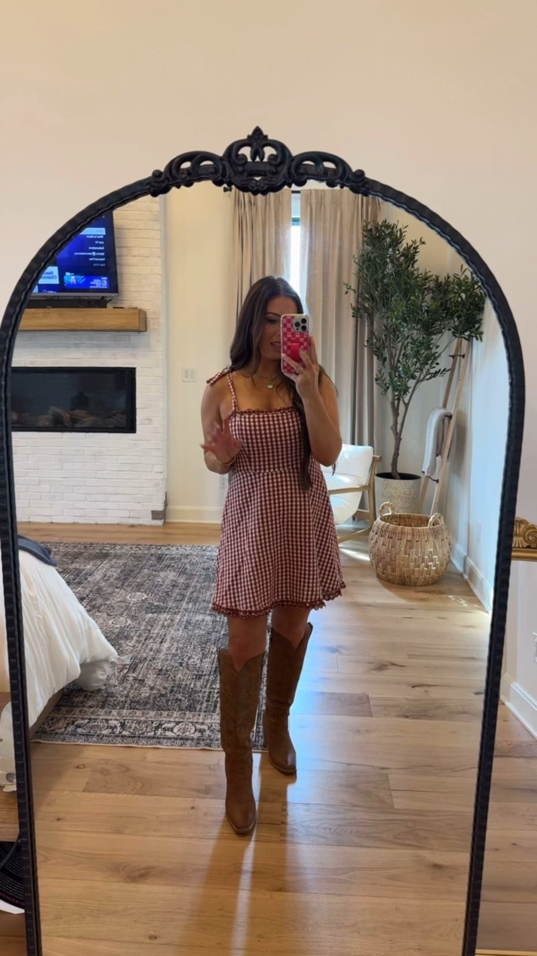 Spring dress outfit with cowboy boots 🤎🌸

This red gingham mini dress is such a good spring find — flattering fit, adjustable straps, and the cutest little ruffle hem. I’m wearing a size small with pasties (no bra) and it fits perfectly.

Paired it with these Amazon knee-high western boots and I LOVE the combo. The boots are comfortable, true to size, and give it that effortless country girl vibe without trying too hard.

Perfect for spring break, concerts, brunch, or date night.

Everything linked here 🤍

#LTKootd #LTKgrwm #LTKSaleAlert