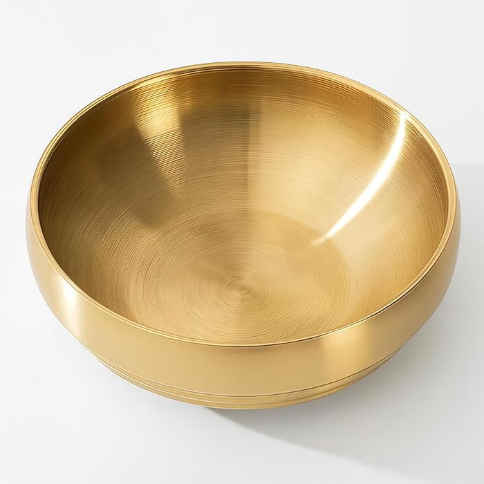 7.4 inch Gold Decorative Bowl for Home Decor - Modern Fruit Bowl for Kitchen Counter, Key Catch A... | Amazon (US)