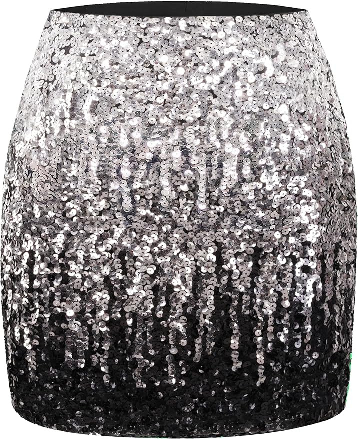 MANER Women's Sequin Skirt Sparkle Stretchy Bodycon Mini Skirts Night Out Party | Amazon (US)