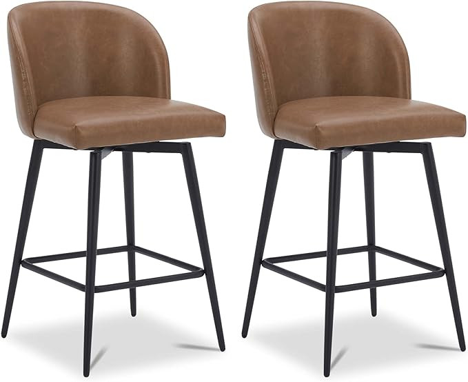 Watson & Whitely Counter Height Swivel Bar Stools, Faux Leather Upholstered Bar Stool with Back, ... | Amazon (US)