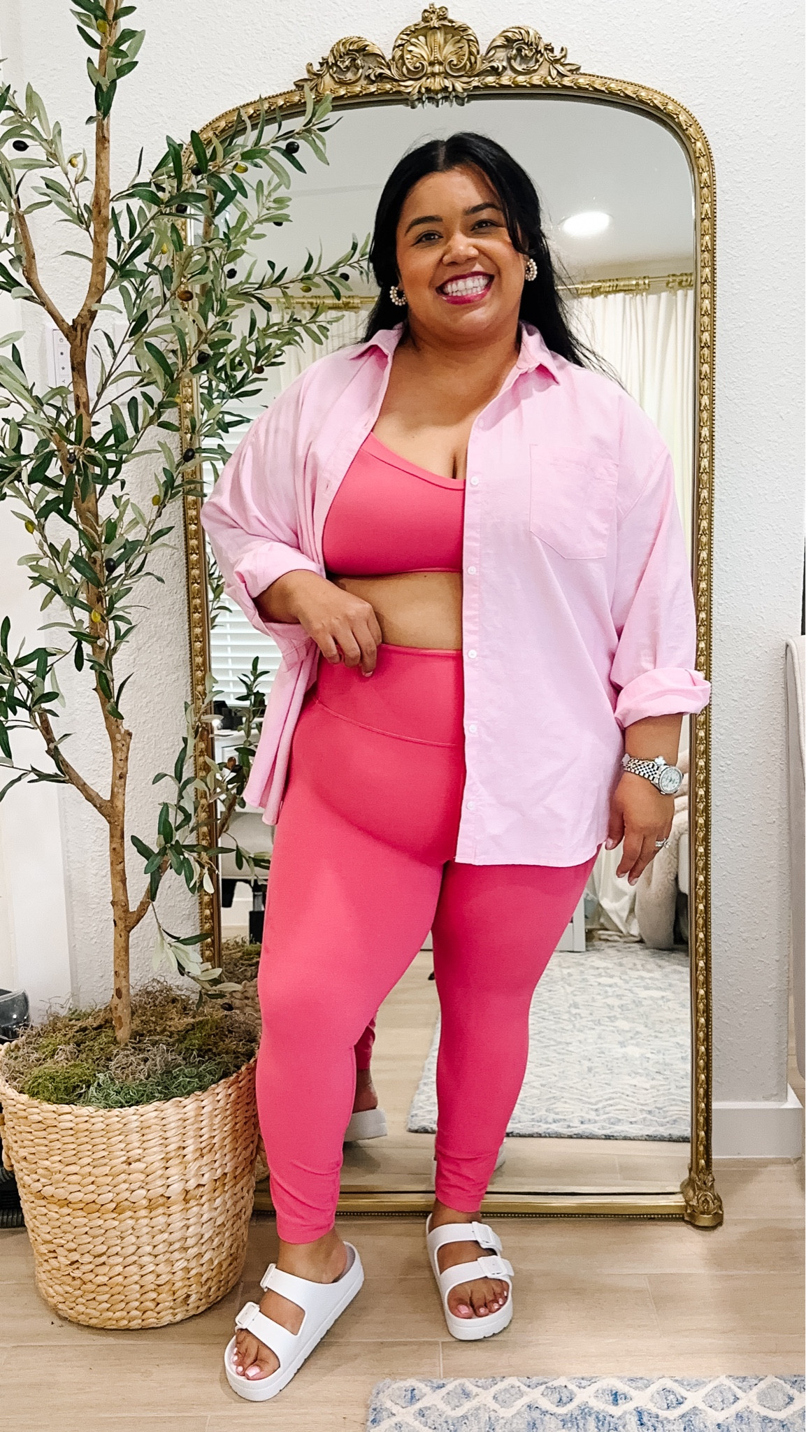 New Arrivals from Athleta in the color Dragonfruit! These are my all time favorite workout leggings: Elation Ultra High Rise 7/8 leggings and this is the vital bra in A-C. I’m wearing an XL in both. I can weight train in these leggings, do a hit class, yoga, or even wear these as an everyday legging. They are super soft but have a compression band at the top that prevents the legging from rolling down! I swear by them! 

#LTKActive #LTKMidsize #LTKPlusSize