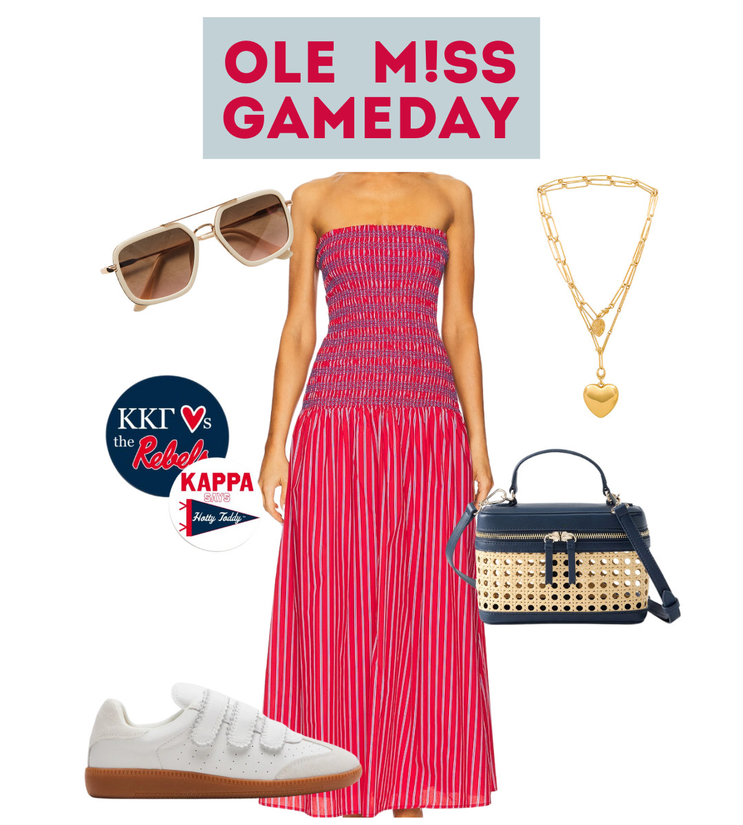 Ole Miss Gameday Inspo!! Game day, university of Mississippi, football, grove, tailgate, freshman, dorm, dress, purse, jewelry, sunglasses, shows, sneakers, maxi dress, pins, buttons 

 #LTKSeasonal #LTKU #LTKStyleTip