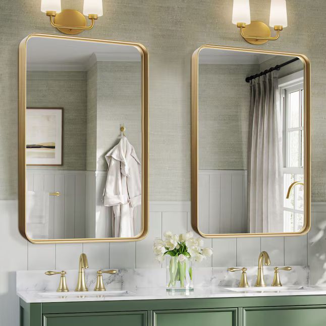 NeuType 30-in x 40-in Gold Framed Bathroom Vanity Mirror | Lowe's