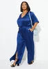 Split Front Wide Leg Jumpsuit | Ashley Stewart