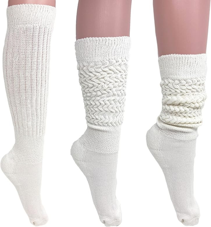 AWS/American Made Women's Extra Long Heavy Slouch Cotton Socks Size 9 to 11 | Amazon (US)