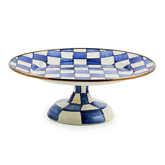Royal Check Enamel Pedestal Platter - Small | MacKenzie-Childs