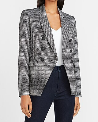 Textured Metallic Double Breasted Blazer | Express