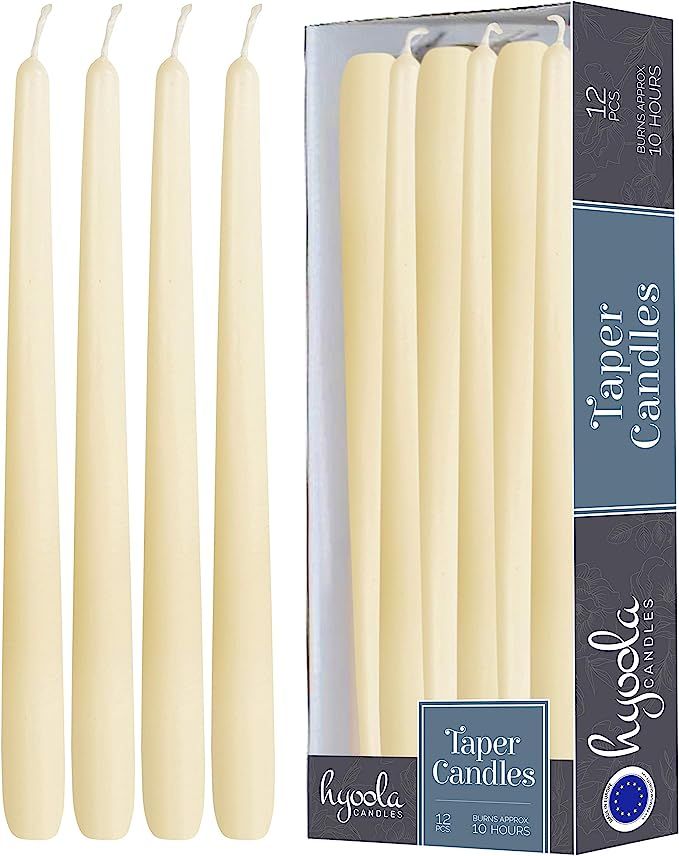 12 Pack Tall Taper Candles - 12 Inch Woolwhite Dripless, Unscented Dinner Candle - Paraffin Wax w... | Amazon (US)