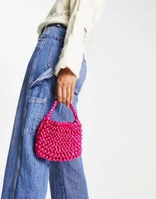 Daisy Street woven mini bag in hot pink | ASOS (Global)