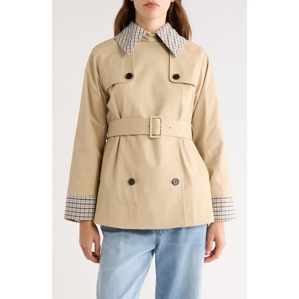 Rails Lucien Belted Crop Trench Coat in Sand at Nordstrom, Size Medium | Nordstrom