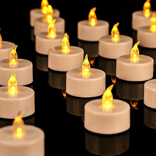 JUNPEI 24Pack Battery Tea Lights - LED Tea Lights Realistic and Bright Flickering Holiday Gift Op... | Amazon (US)