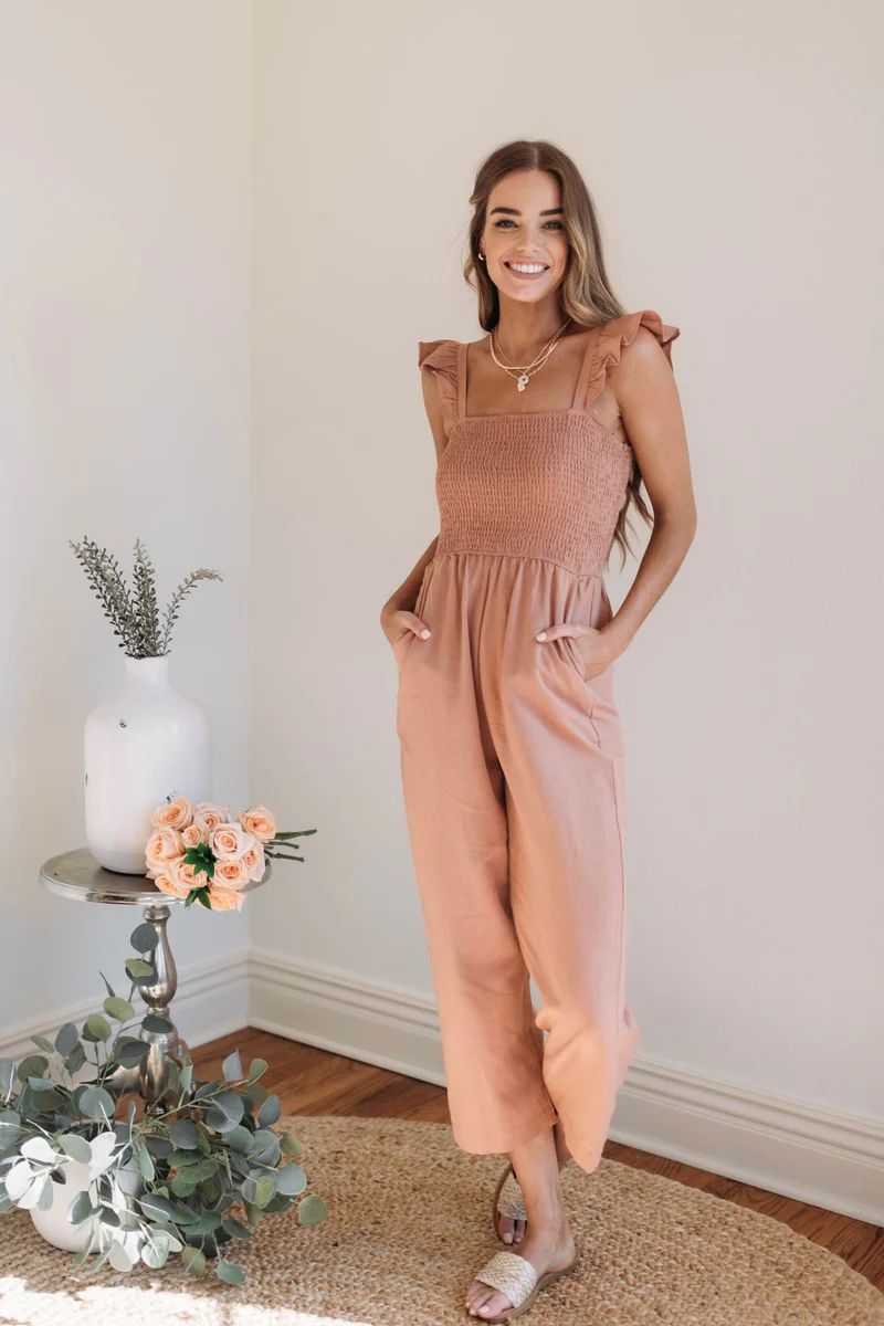 Perfectly Poised Terracotta Jumpsuit | The Pink Lily Boutique