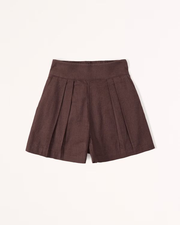 Linen-Blend Flat Front Pull-On Short | Abercrombie & Fitch (US)