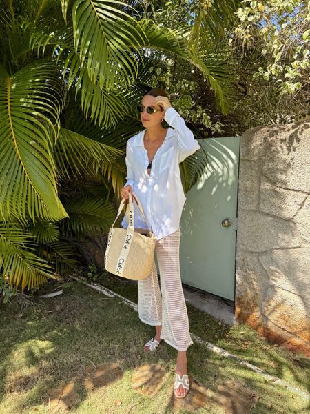 Target style has me resort ready with this beach vacation look! I love this gauzy cover up shirt dress paired with these crochet pants! You can wear this to the beach or out to dinner! Wearing a small in both, the top/dress fits oversized! 

#LTKstyletip #LTKfindsunder50 #LTKswim