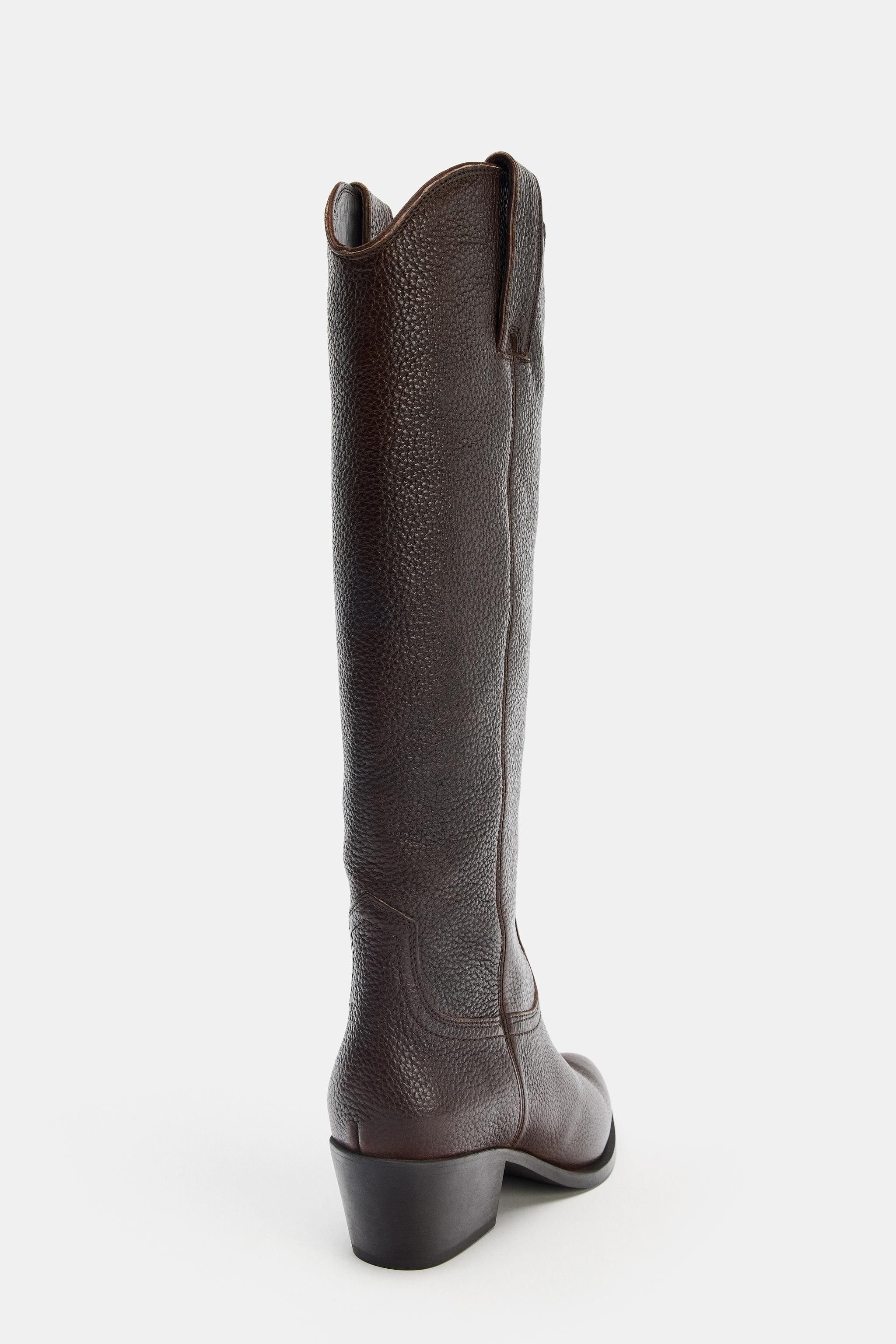 LEATHER HIGH BOOTS | Zara US
