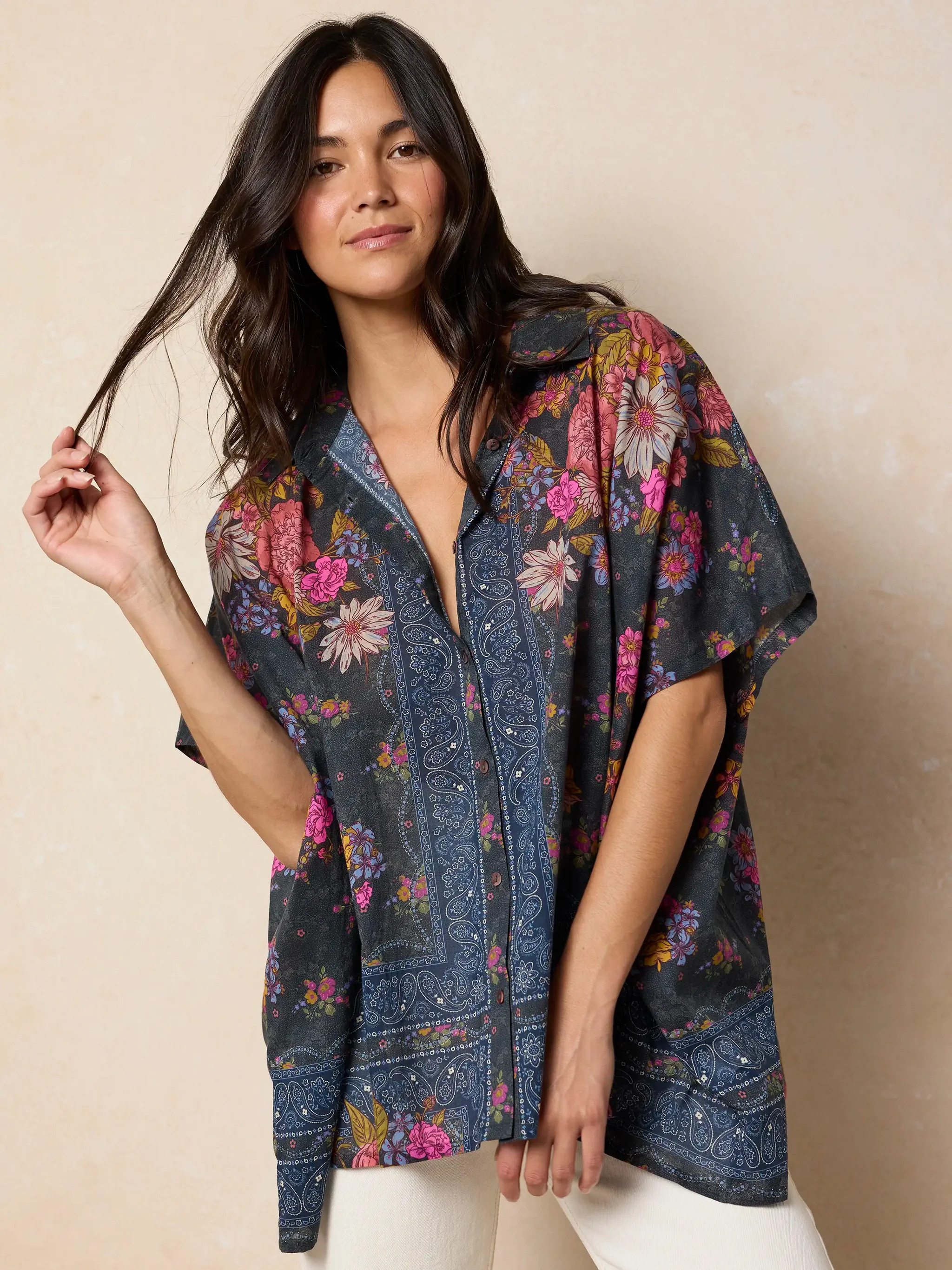 Kelly Oversized Cotton Button Down | Natural Life