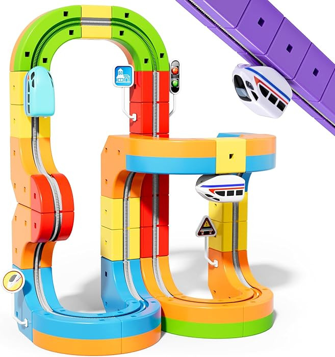 KlickRail Electric Train Set Flexible Race Track for Kids 4 6 7 8, 48 Pcs Car Track for Toddlers ... | Amazon (US)