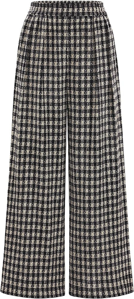 PRETTYGARDEN Casual Women's Pants 2025 Elastic Waist Palazzo Long Stretchy Wide Leg Trousers Knit... | Amazon (US)