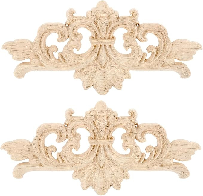 2Pcs Carved Furniture Appliques Onlays, 16x7cm/6.30"x2.76", Wooden Decal Corner Frame Decorative ... | Amazon (US)