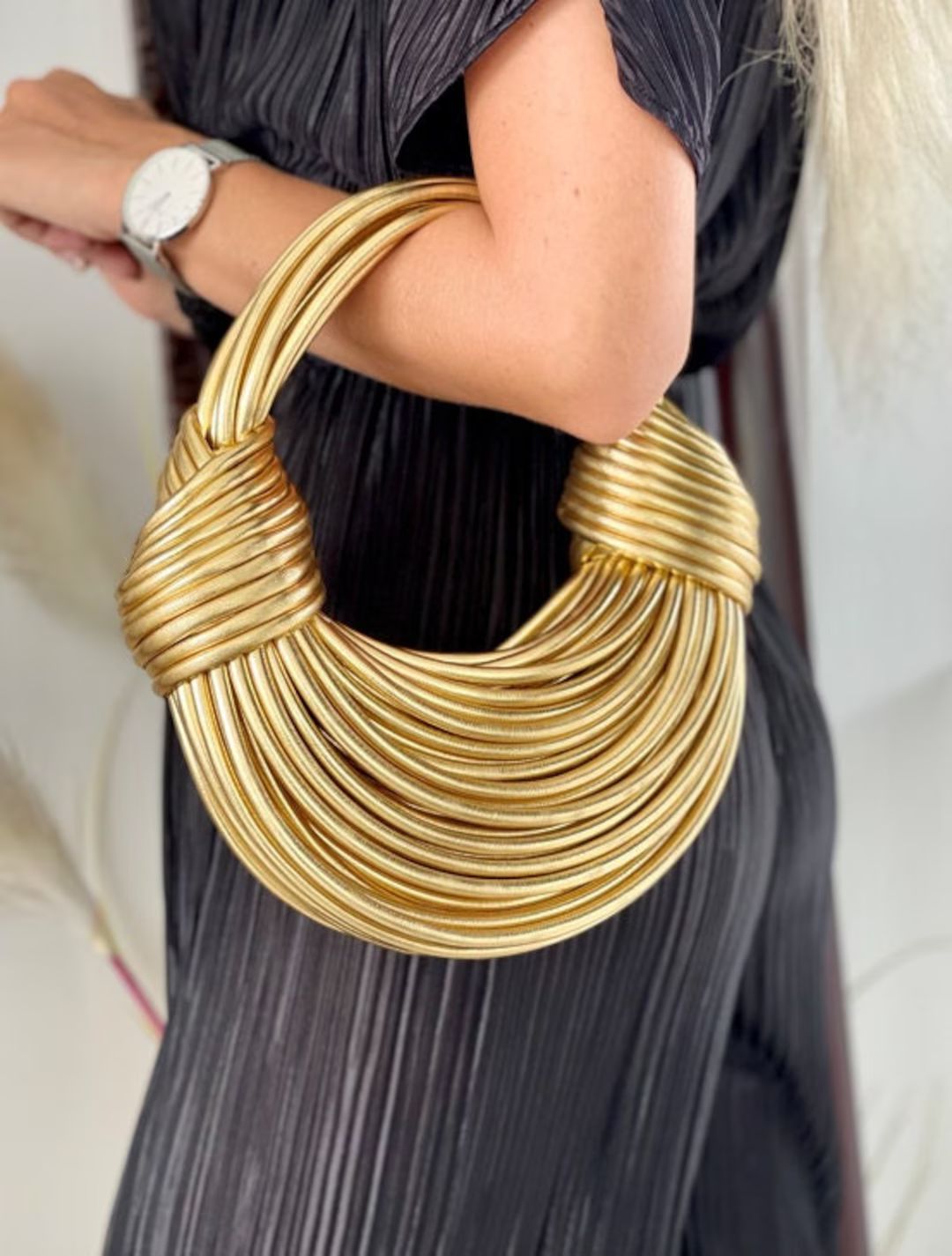 Genuine leather handbag-Double knot Bag -Designer handbag -brown bag-evening bag -Hobo bag - wedd... | Etsy (US)