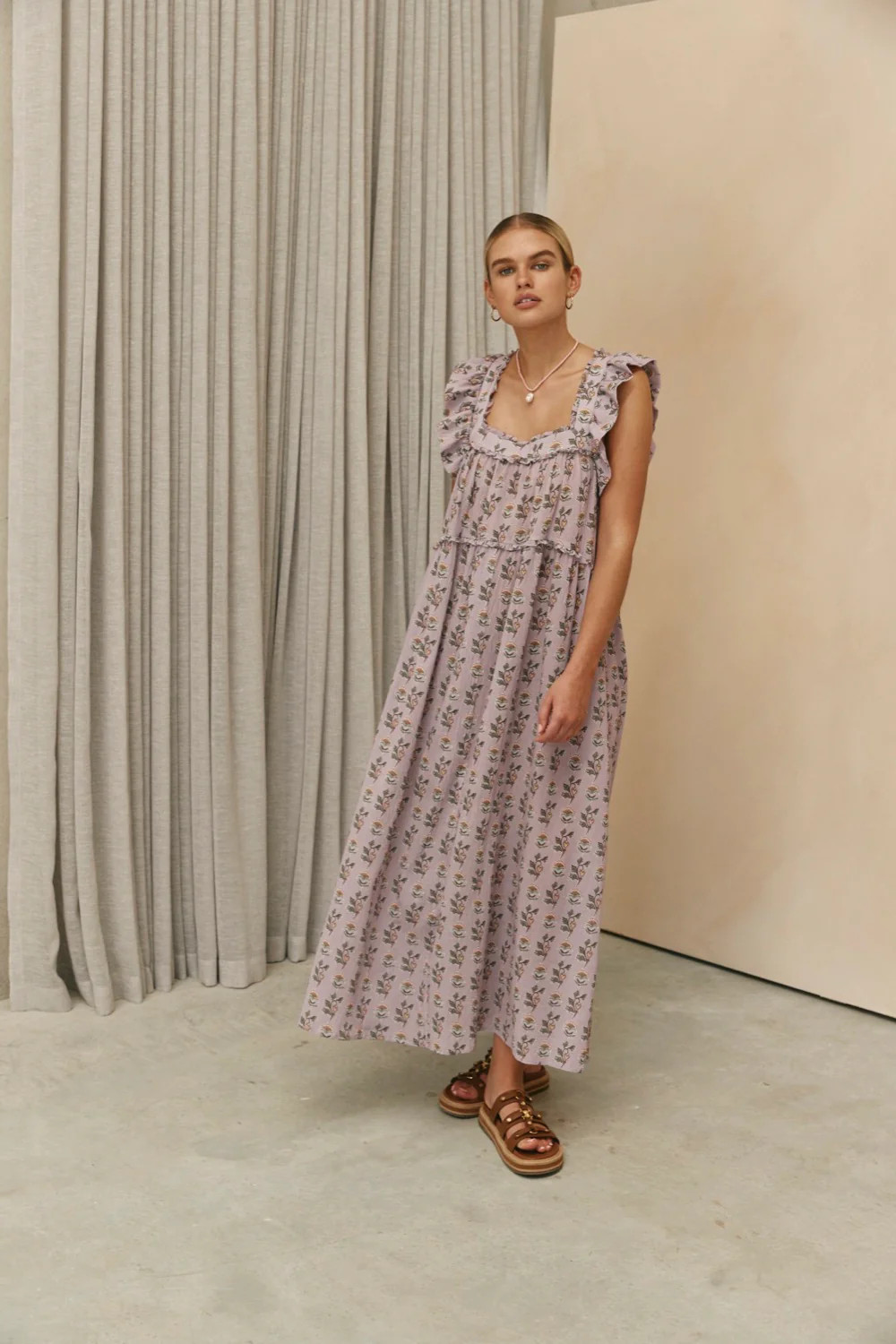 Yasminah Smock Midi Dress Lilac | VRG Grl