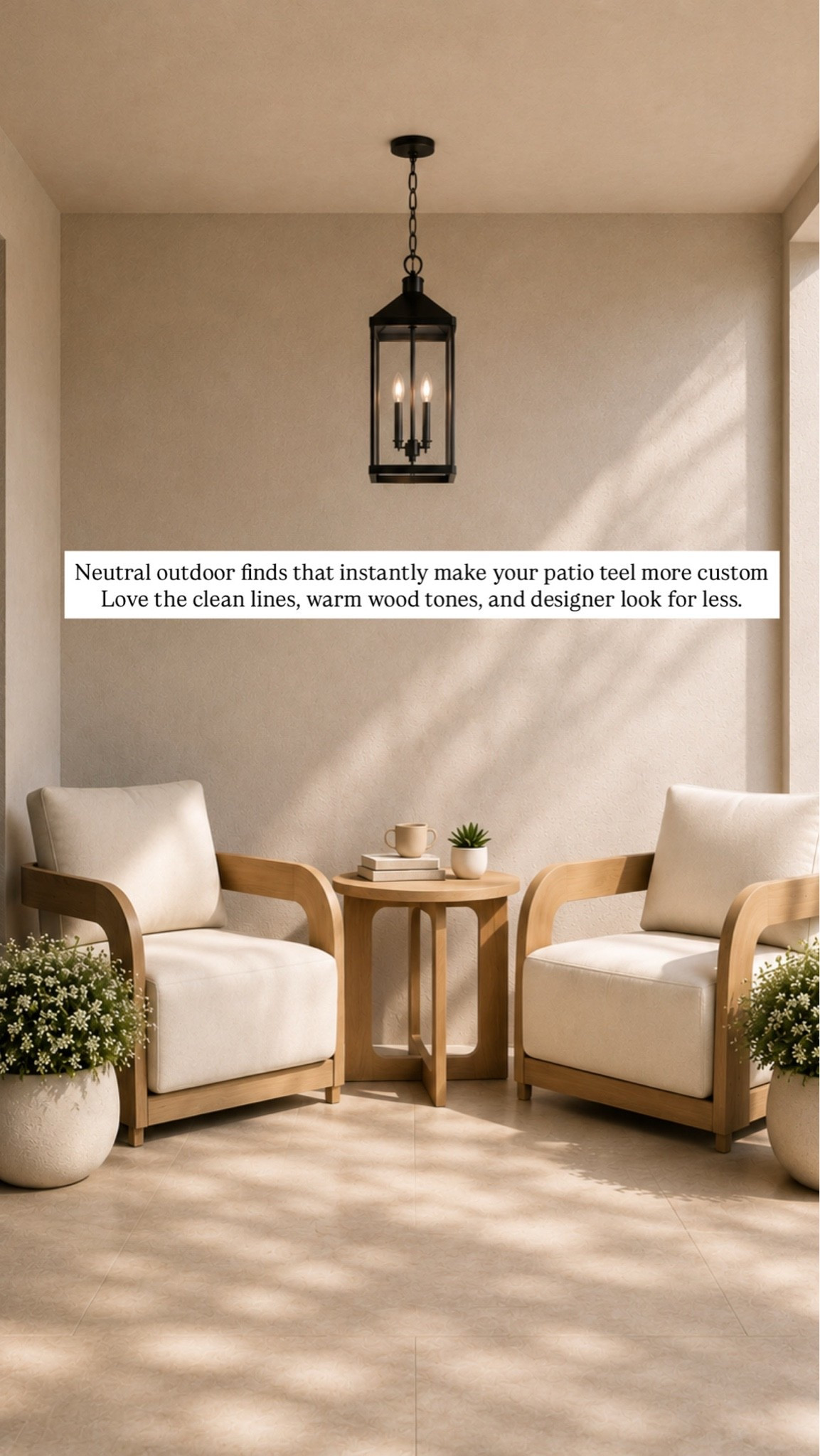 * Amazon outdoor finds that instantly make your patio feel custom. Obsessed with these wood-frame lounge chairs, the matching side table, and the modern pendant light — all at surprisingly good prices.

#LTKSaleAlert #LTKHome