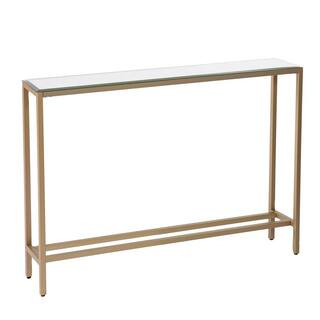 Rakin 36 in. Gold Standard Rectangle Mirrored Console Table | The Home Depot