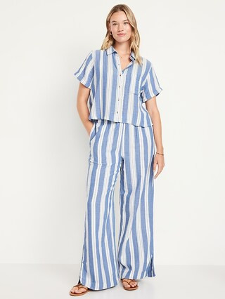 High-Waisted Crinkle Gauze Wide-Leg Pants | Old Navy (US)