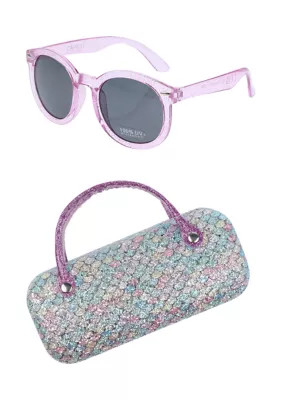 Capelli New York Girls Glitter Mermaid Scales Sunglasses and Case Set | Belk
