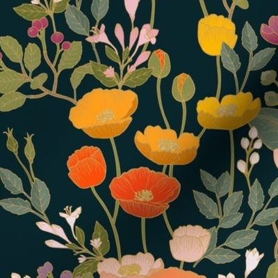 Botanical Cloisonne Garden | Spoonflower