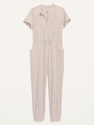 Short-Sleeve StretchTech Collarless Jumpsuit for Women | Old Navy (US)