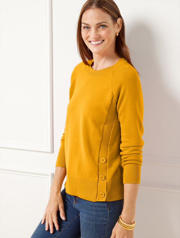 Button Detail Crewneck Sweater | Talbots