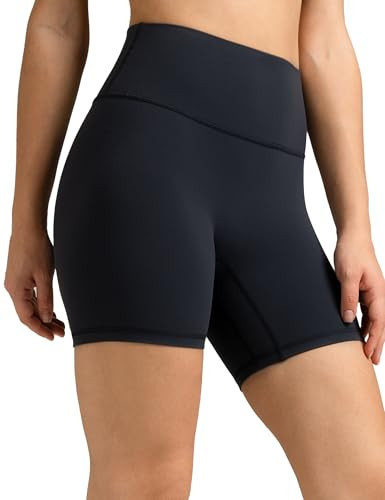 Colorfulkoala Dreamlux No Front Seam Shorts High Waist Biker Shorts for Women 6" Inseam Seamless Workout Yoga Shorts(XS, Blue Ink) | Amazon (US)