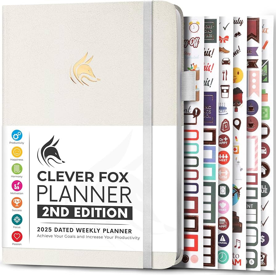 Clever Fox Planner 2nd Edition Dated Jan 2025-Jan 2026 – Colorful Weekly & Monthly Goal Setting... | Amazon (US)