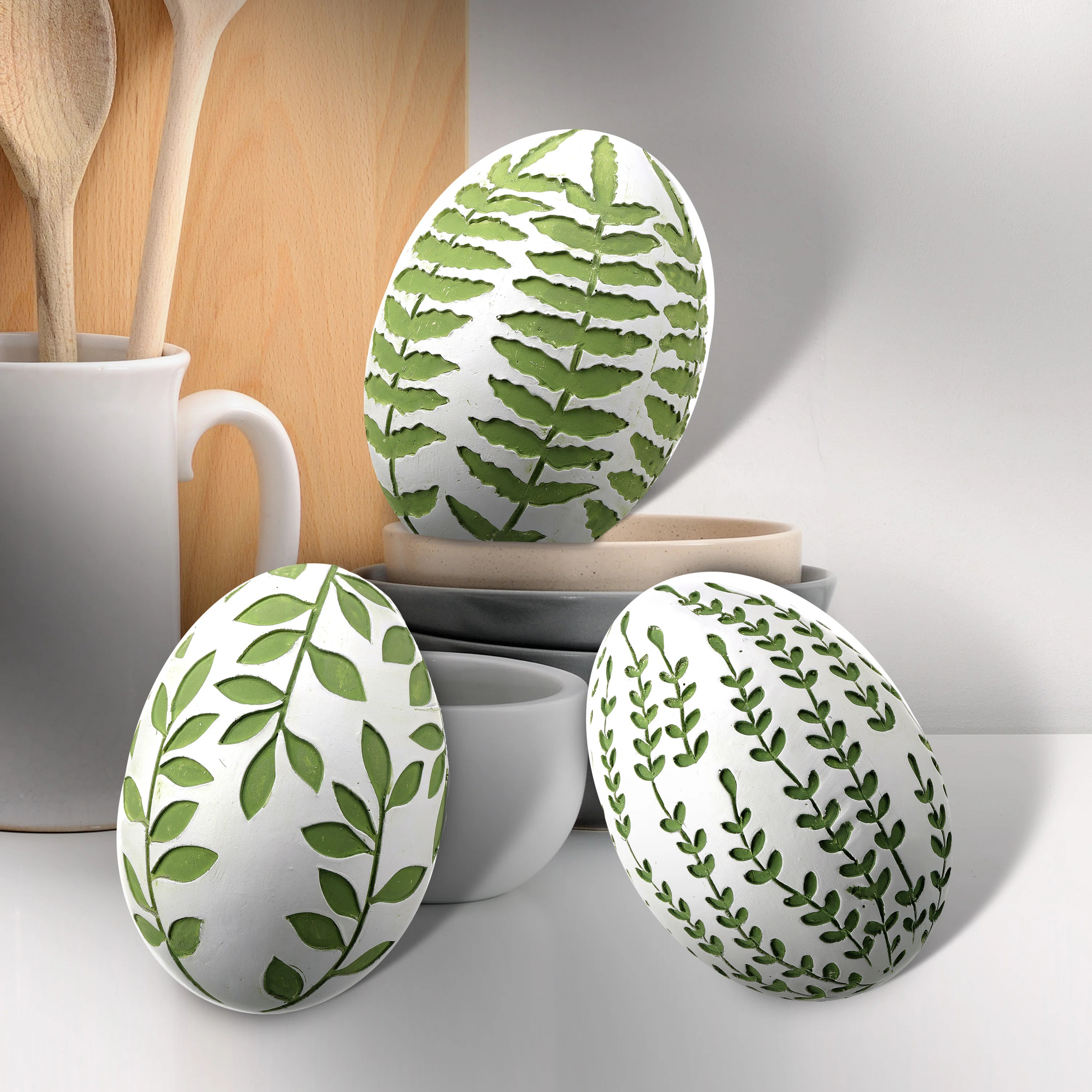 Gracie Oaks 3 Piece Glodine Leaf Relief Egg Assorted Set | Wayfair | Wayfair North America